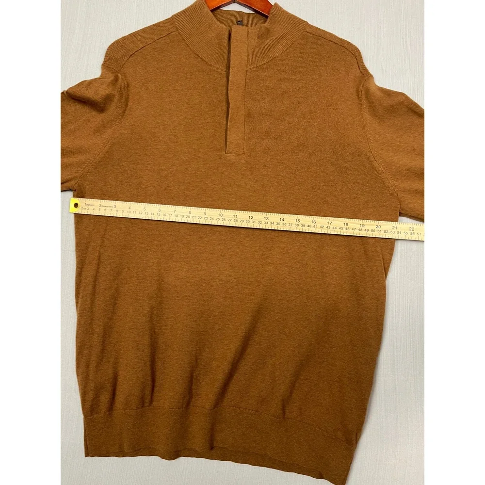 Banana Republic Quarter Zip Sweater Men L Brown Premium Luxe‎ Yarn Silk Cashmere